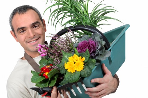 Expert gardening team working on outdoor space transformation